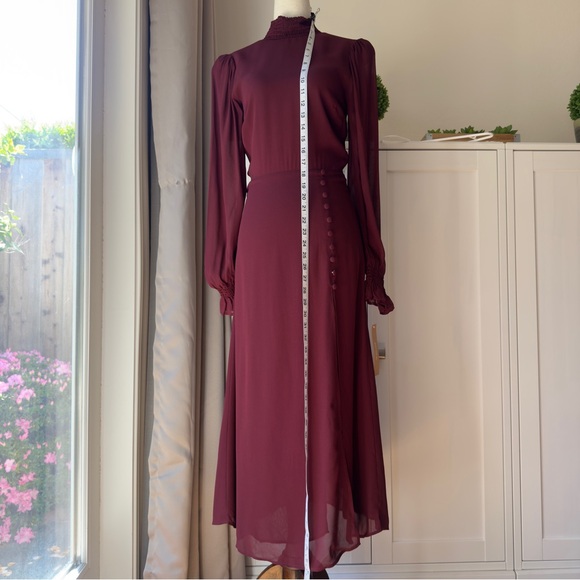 Reformation Stevie Long Sleeve Smock Neckline Midi Dress Brand New 0 - Picture 10 of 14